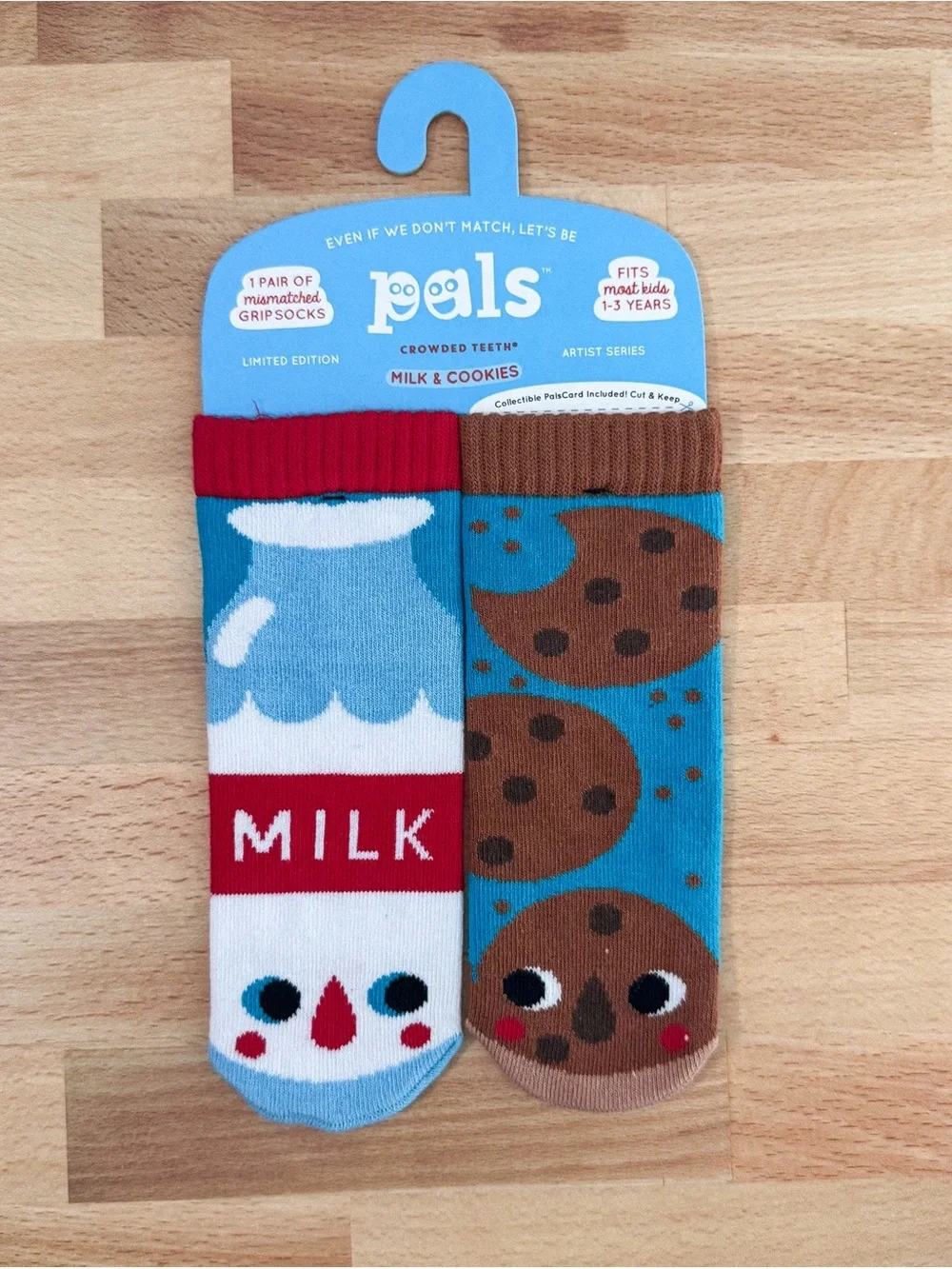 Pals Socks Kids' Mismatched Grip Socks - Milk and Cookies